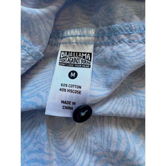 BAJA LLAMA short sleeve shirt, Medium; Blue & White Pattern; Lightweight - Picture 8 of 8
